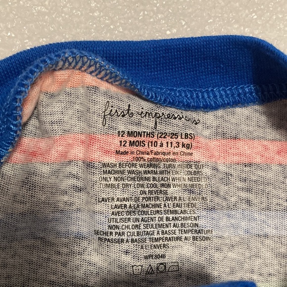 ⭐️ Host Pick! ⭐️ 2/$25 ❤️ NWT-First Impressions Boys Striped Button Tee - 12M - Picture 5 of 8